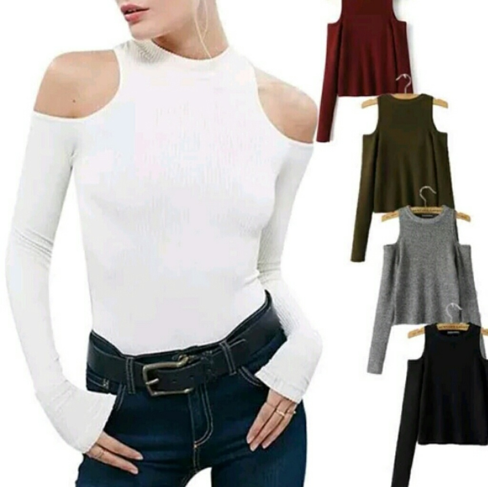 Sexy women off shoulder long sleeve sweater